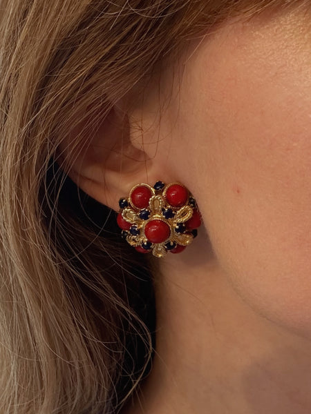 Christian Dior Faux Coral Beads Earrings, dated 1968 (Vintage)