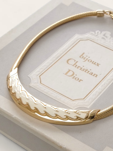 Chr Dior creamy enamel Choker Necklace (Vintage)