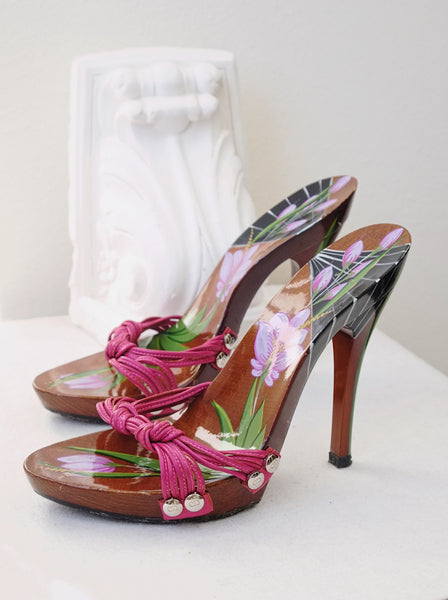 Dior by John Golliano handpained wood sandals (Vintage)