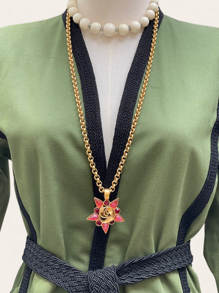 Guy Laroche Paris Starburst pendant Statement Long necklace (vintage)
