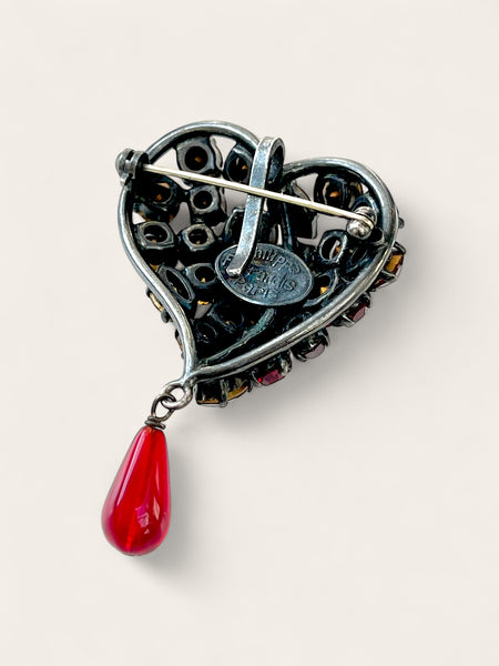 Philippe Ferrandis Crystalized Heart brooch (Vintage)
