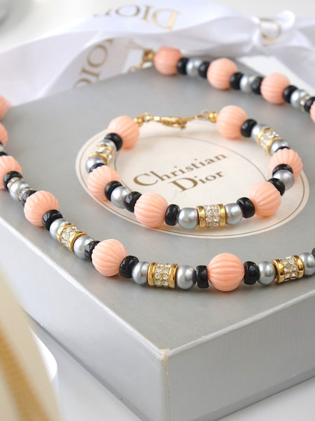 Chr Dior Set of Necklace and Bracelet (Vintage)
