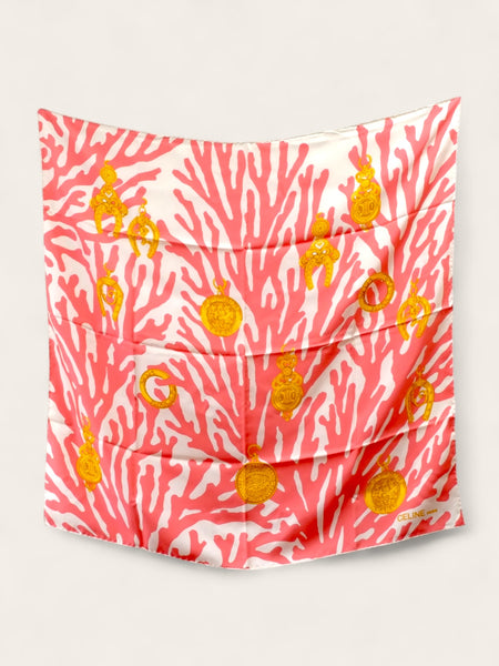 Celine corals silk scarf (vintage)