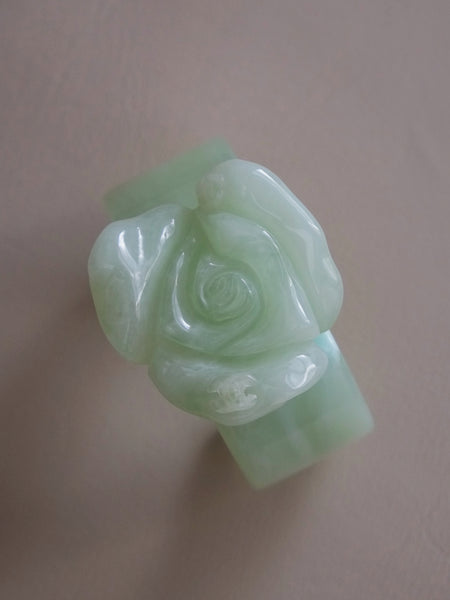 CHANEL faux jade camellia flower bangle (vintage)