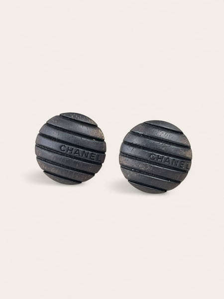 Chanel 99A wood stud earrings (vintage)