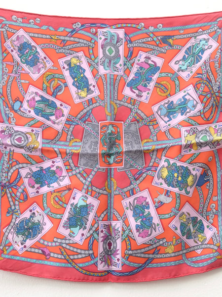 Hermes Dame de Coeur silk scarf 45 (vintage)