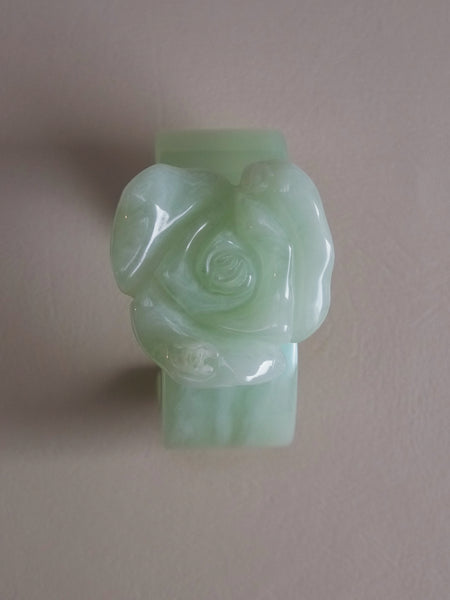 CHANEL faux jade camellia flower bangle (vintage)
