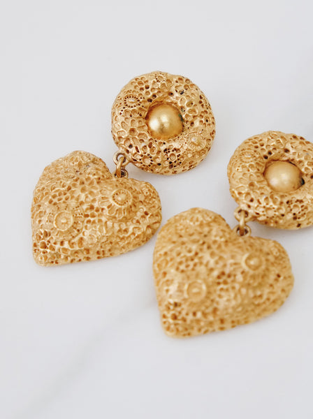 Rochas Paris lava hearts massive earrings (Vintage)