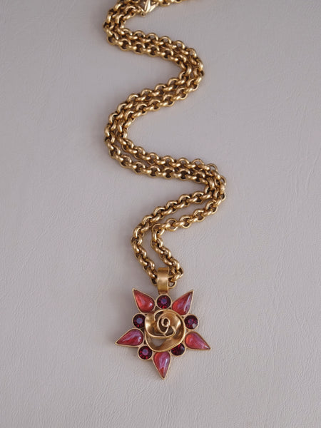 Guy Laroche Paris Starburst pendant Statement Long necklace (vintage)