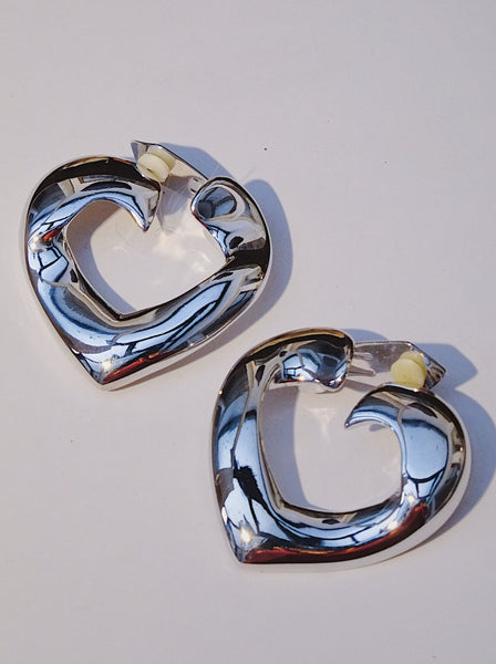 YSL silver hearts earrings (vintage)