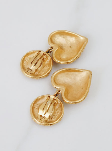 Rochas Paris lava hearts massive earrings (Vintage)