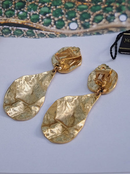 Pre-loved Vintage YSL Yves Saint Laurent chunky golden earrings | on slowness