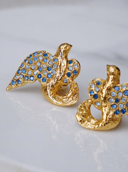 YSL Yves Saint Laurent dove earrings by Robert Goossens (Vintage)