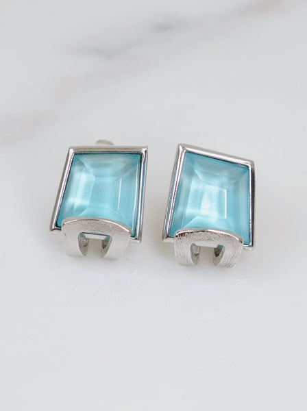 Chr Dior turquoise blue crystals earrings (vintage)