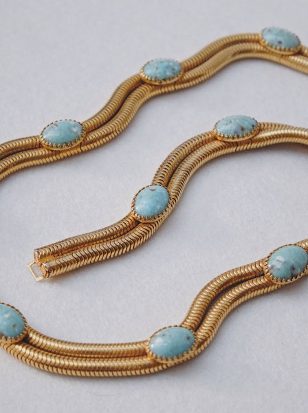 Chr Dior 50s faux Turquoise bead long necklace belt (Vintage)