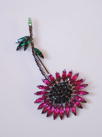 Cristobal London rare crystal sunflower brooch (vintage) | on slowness