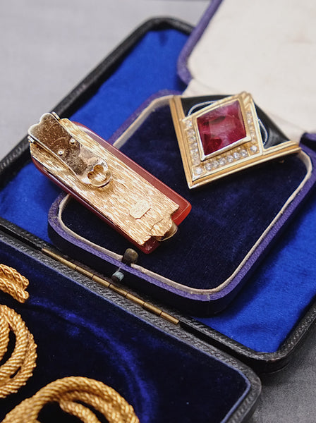 Chr Dior orange 1974 fur clip brooch (Vintage)