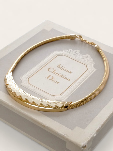 Chr Dior creamy enamel Choker Necklace (Vintage)
