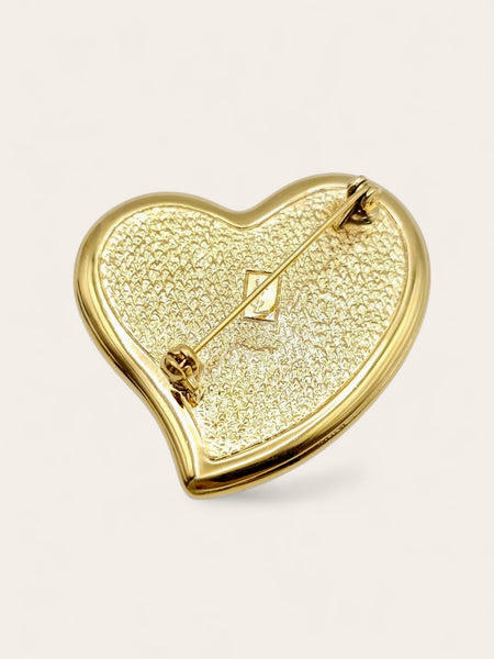 YSL Wood Heart Brooch (Vintage)