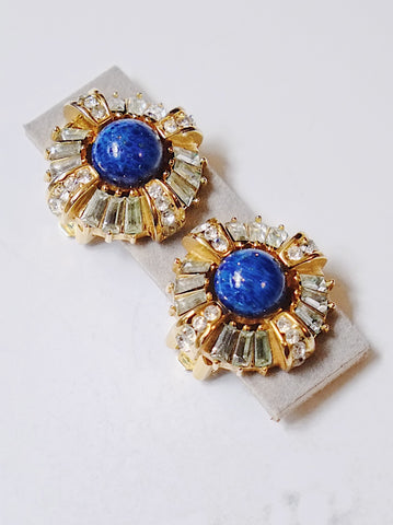 Vintage Christian Dior faux lapis earrings | on slowness
