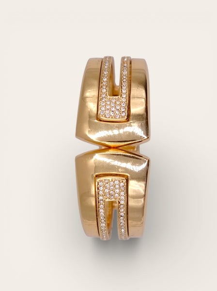 Chr Dior gold-tone with crystals cuff bangle (vintage)