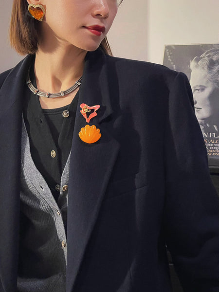 YSL Yves Saint Laurent orange hearts earrings (Vintage)