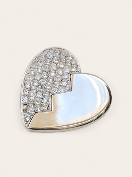 YSL Yves Saint silver heart brooch (Vintage)