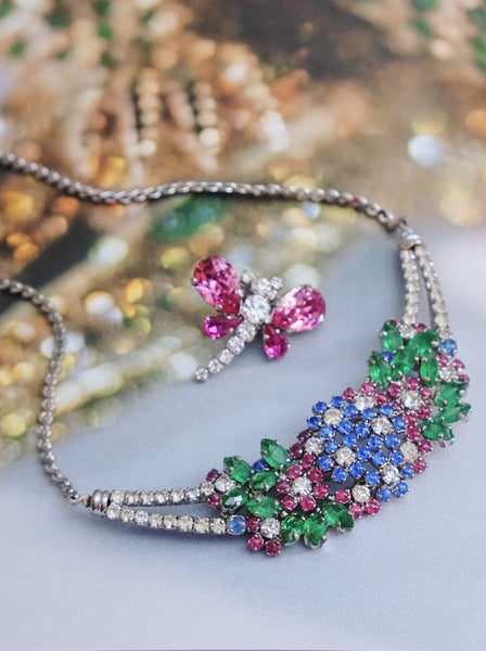 Chr Dior multi-colour glass crystals necklace (vintage)