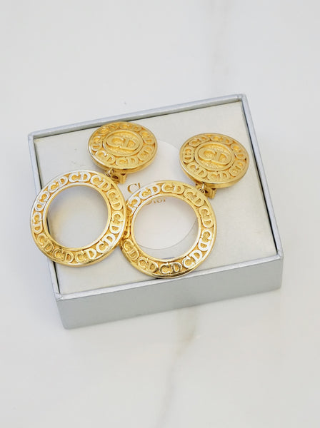 Chr Dior CD logo statement dangling earrings (vintage)