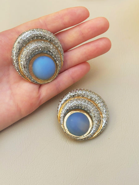 Valentino Blue Cabochon Large Earrings (Vintage)
