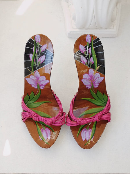 Dior by John Golliano handpained wood sandals (Vintage)