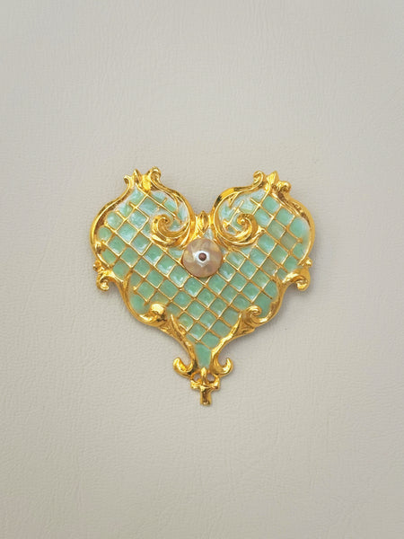 Christian Lacroix Enameled Heart Brooch  (Vintage)