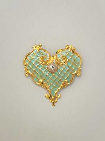 Christian Lacroix Enameled Heart Brooch  (Vintage)