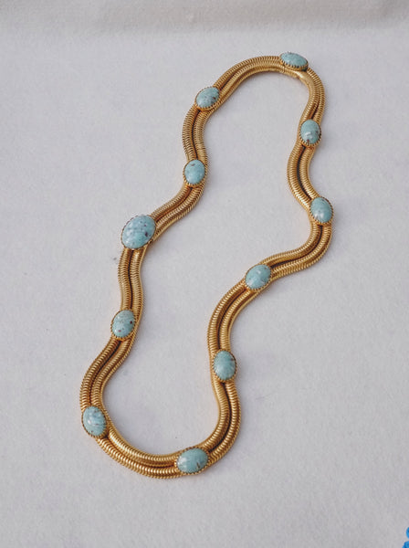 Chr Dior 50s faux Turquoise bead long necklace belt (Vintage)