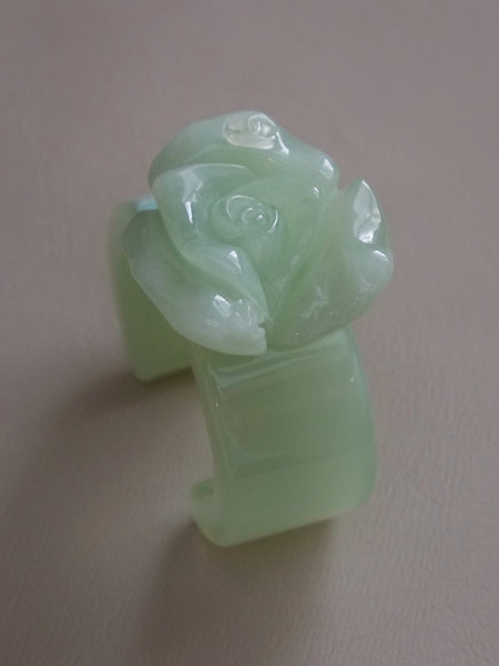 CHANEL faux jade camellia flower bangle (vintage)