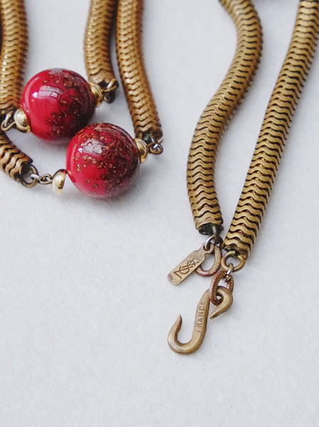 YSL old glass beads long necklace (vintage)