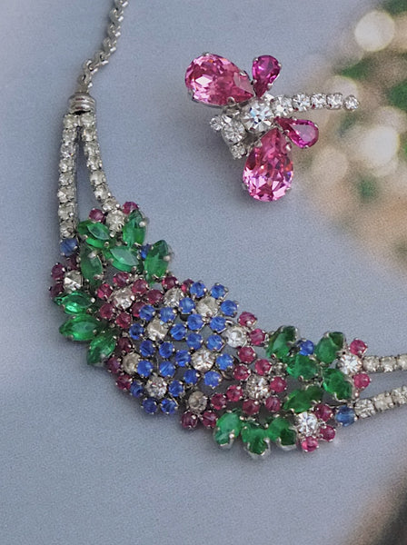 Chr Dior multi-colour glass crystals necklace (vintage)