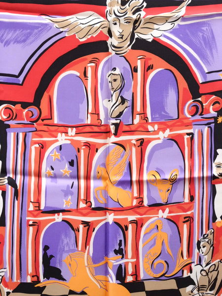 Carven Paris Theatrical Scene silk scarf (vintage)