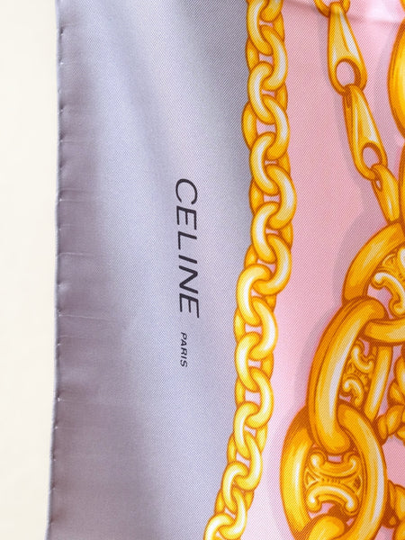 Celine iconic golden logo globe celestial stars silk scarf (vintage)
