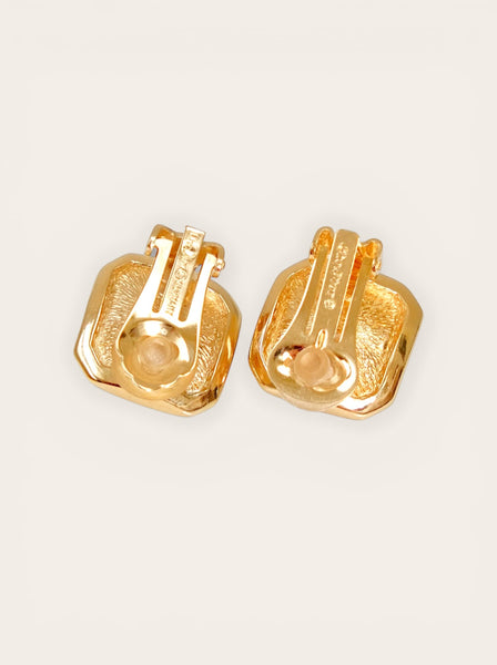 Chr Dior moss green crystals square earrings (vintage)