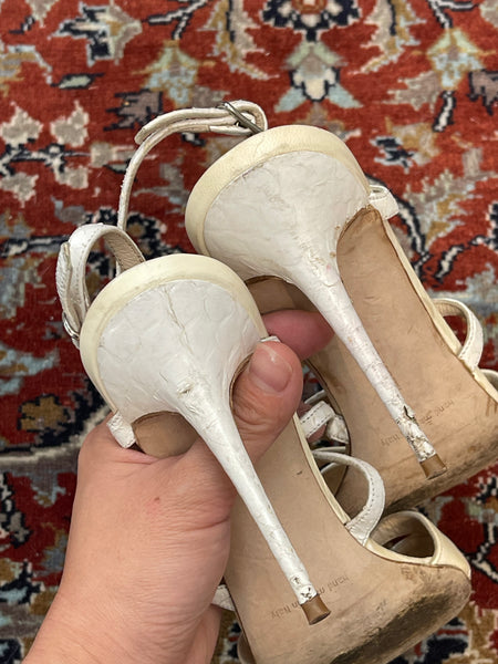 Manolo Blahnik white python sandals