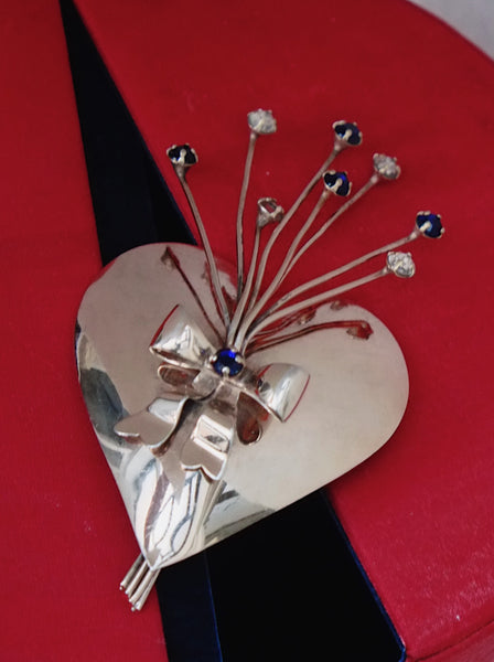 Silver extra large heart brooch (vintage) | ON SLOWNESS