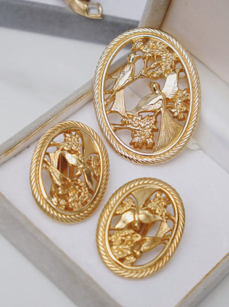 Chr Dior birds on the branch earrings & brooch (Vintage) | ON SLOWNESS