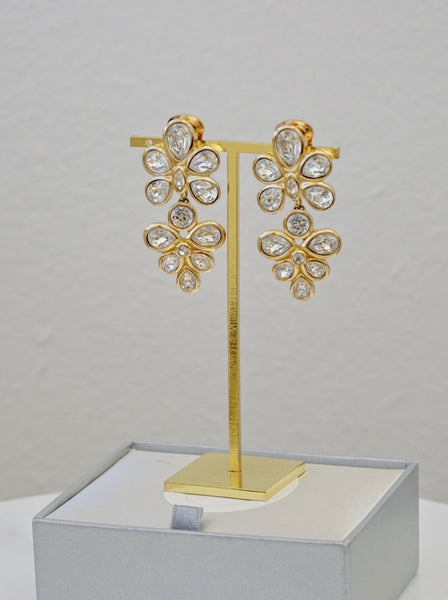 Vintage Christian Dior Cluster Crystal Drop Earrings bridal wedding | on slowness