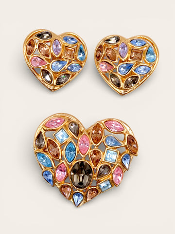 Vintage YSL hearts earrings and brooch set, made by Goossens | on slowness