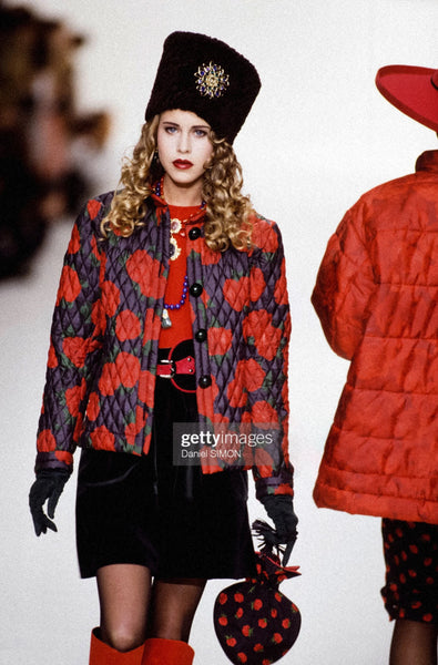 YSL Yves Saint Laurent silk roses jacket Runway 1994AW