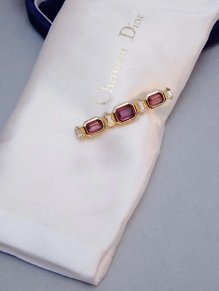 Christian Dior purple crystals bar brooch (Vintage) | on slowness