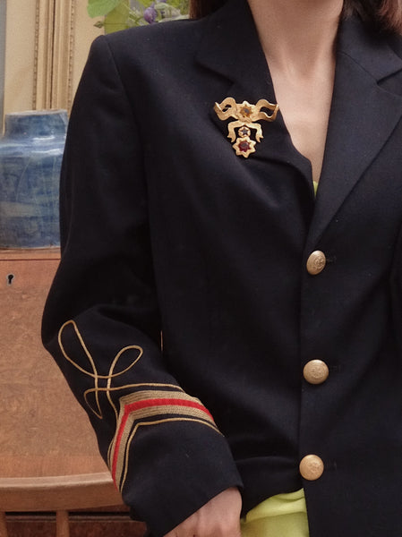 YSL Yves Saint Laurent golden raffia bow dangling brooch (Vintage)