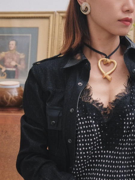 Escada golden heart pendant rope necklace (Vintage) | on slowness