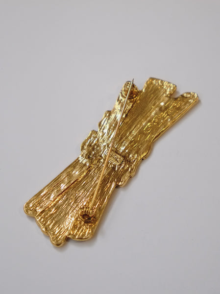 YSL Yves Saint Laurent golden bars brooch (Vintage) | on slowness